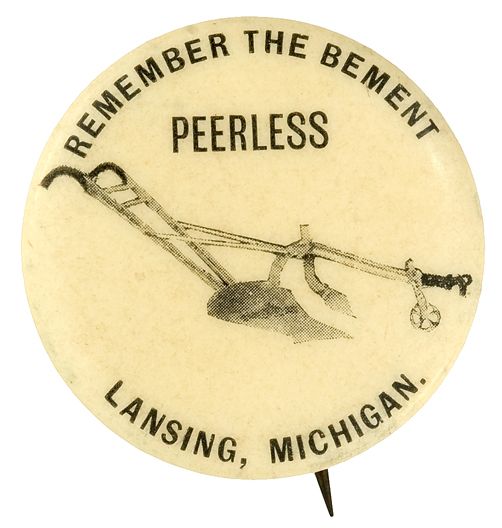 PEERLESS PLOW RARE EARLY BUTTON. 