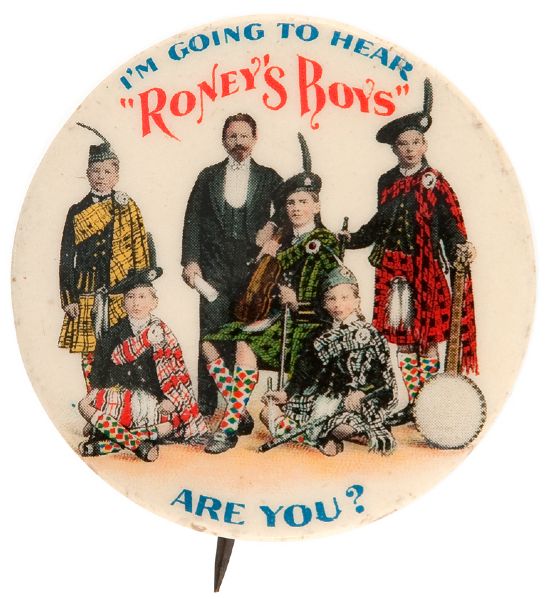 RONEY'S BOYS C. 1901 MUSICAL GROUP IN SCOTTISH GARB.