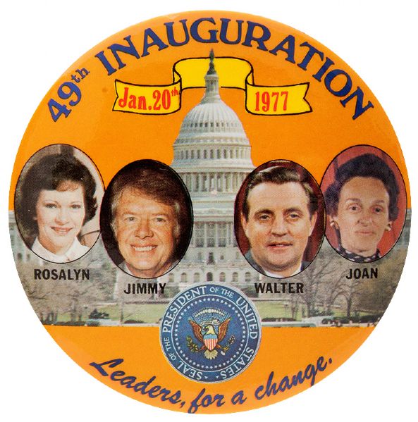 CARTER – MONDALE WITH WIVES “LEADERS FOR A CHANGE” 1977 INAUGURATION BUTTON.   