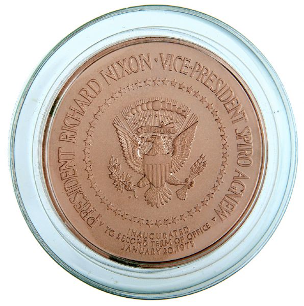 NIXON 1973 SOLID BRONZE PROOF EDITION INAUGURAL MEDAL BOXED AS ISSUED.