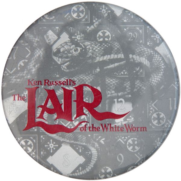 “KEN RUSSELL’S - THE LAIR OF THE WHITE WORM” 1988 MOVIE BUTTON.