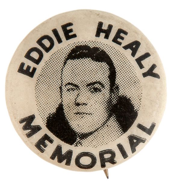 “EDDIE HEALY MEMORIAL” FALLEN CHICAGO POLICE OFFICER 1937 MEMORIAL BUTTON.