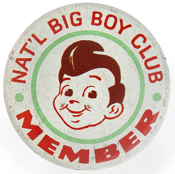 EARLY “NAT’L BIG BOY CLUB MEMBER” LITHO ADVERTISING BUTTON.