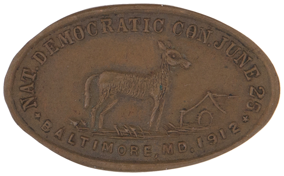 WILSON 1912 NOMINATERY CONVENTION ROLLED LINCOLN PENNY.