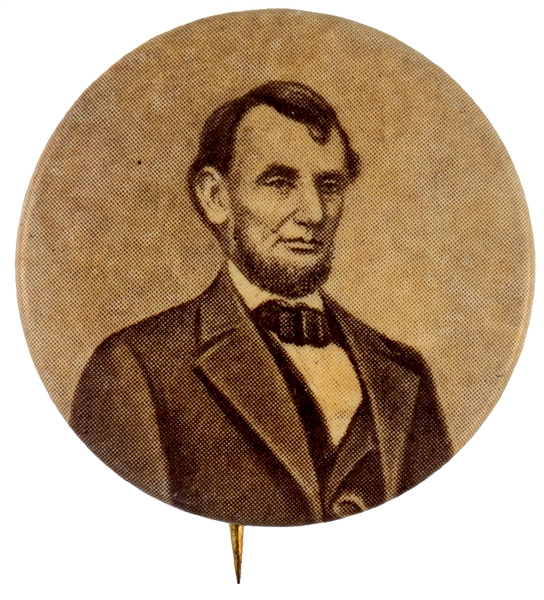 LINCOLN EARLY CELLO BUTTON WITH MILLER BACK PAPER CIRCA 1900.