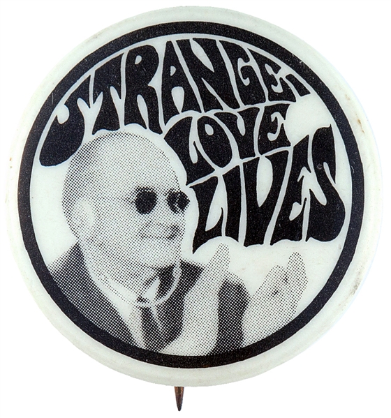 STRANGE LOVE LIVES 1964 ANTI JOHNSON BUTTON.          