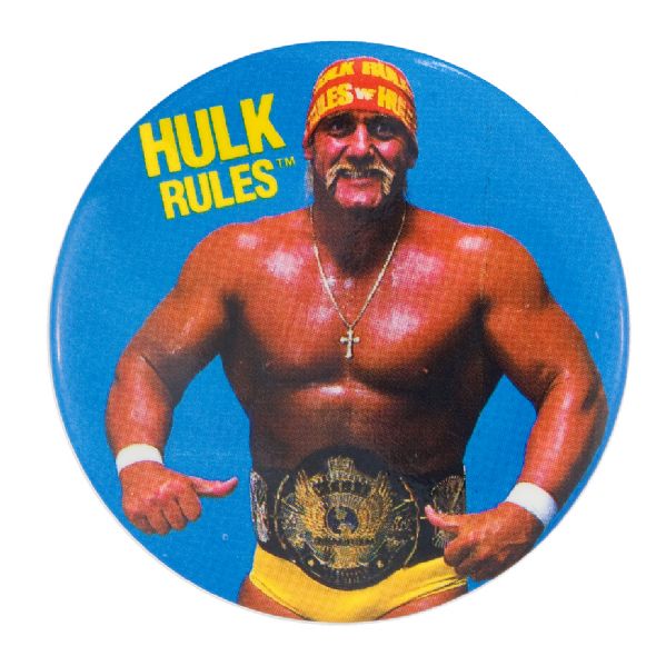 HULK HOGAN PAIR OF 1988 AND 1989 FULL COLOR BUTTONS. 
