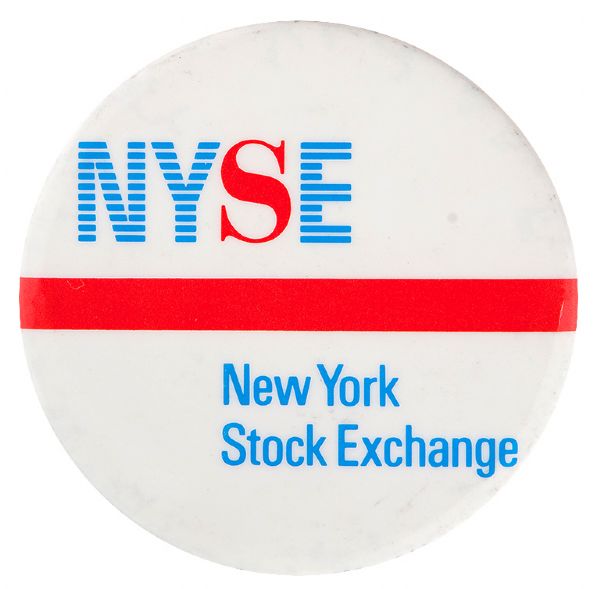 “NEW YORK STOCK EXCHANGE / NYSE” SCARCE BUTTON CIRCA 1980s.