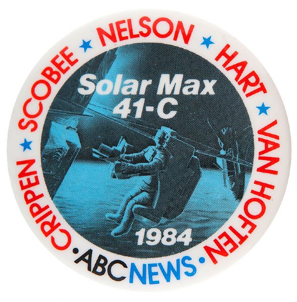 IN-HOUSE ABC NEW BUTTON FOR LAUNCH OF 1984's SOLAR MAX 41-C.