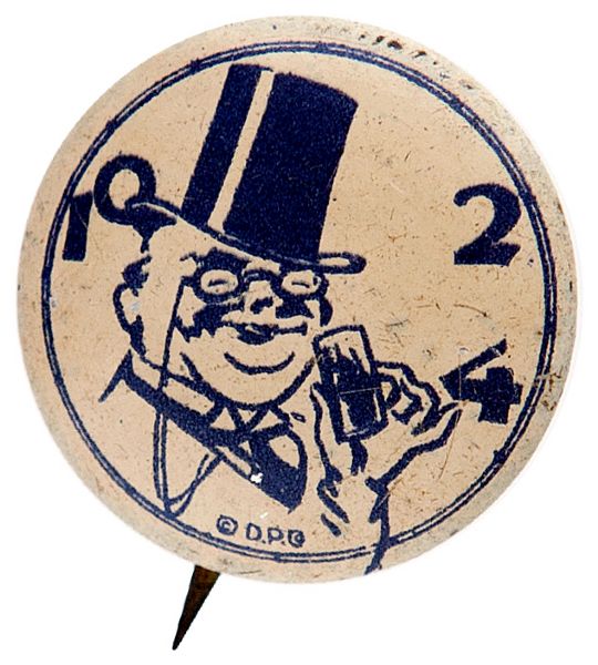 DR. PEPPER SOFT DRINK 1930s “10-2-4” LITHO SLOGAN BUTTON.