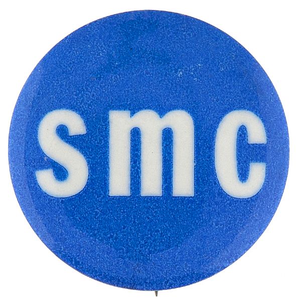 SMC EARLY VIETNAM PROTEST BUTTON FROM STUDENT MOBILIZATION COMMITTEE.
