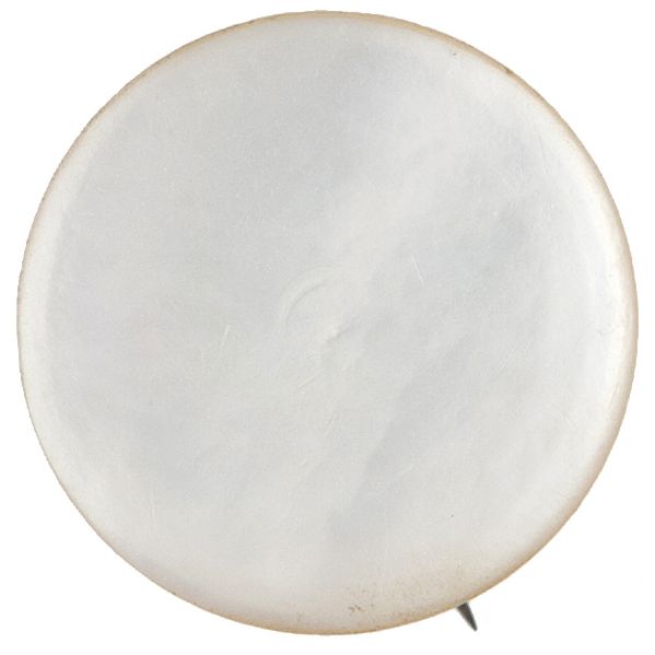 MOST UNUSUAL EARLY 1900s MOTHER OF PEARL PINBACK BUTTON.