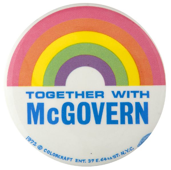 “TOGETHER WITH McGOVERN” HAKE GUIDE #2028 RAINBOW BUTTON.