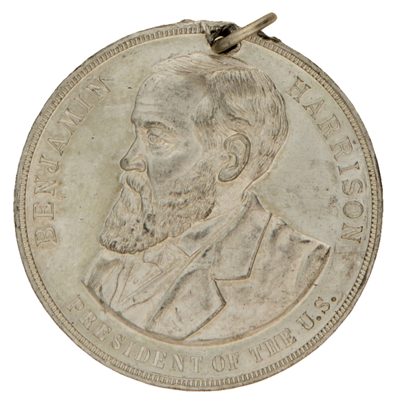 “BENJAMIN HARRISON PRESIDENT OF THE U.S.” 1889 INAUGURAL MEDAL IN HIGH GRADE CONDITION.