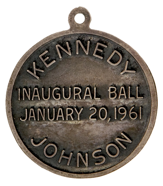 “KENNEDY – JOHNSON INAUGURAL BALL JANUARY 20, 1961” JUGATE SILVER PLATE MEDALLION.