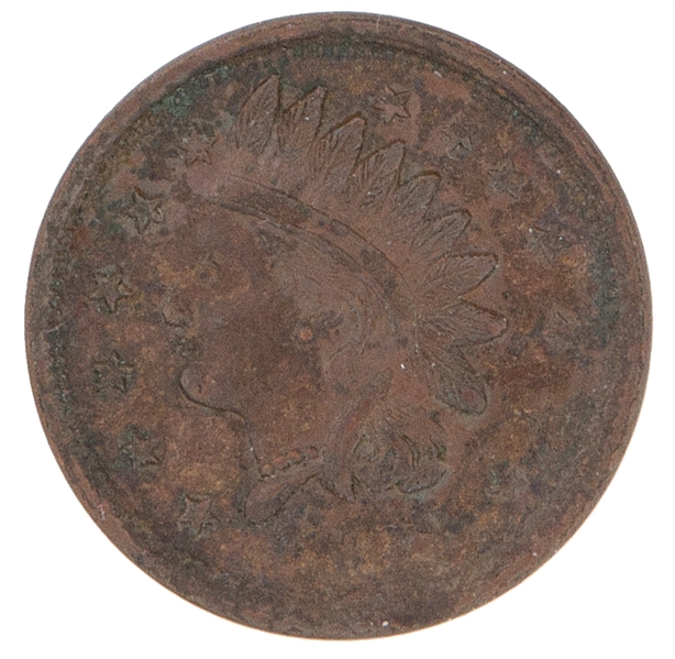 “MEDAL FOR McCLELLAN / ONE CENT” INDIAN HEAD PENNY CAMPAIGN TOKEN.