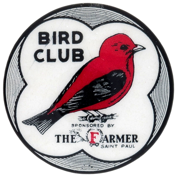 BIRD CLUB SPONSORED BY THE FARMER SAINT PAUL PUBLICATION ADVERTISING BUTTON.