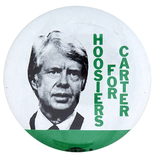 HOOSIERS FOR CARTER CAMPAIGN BUTTON.