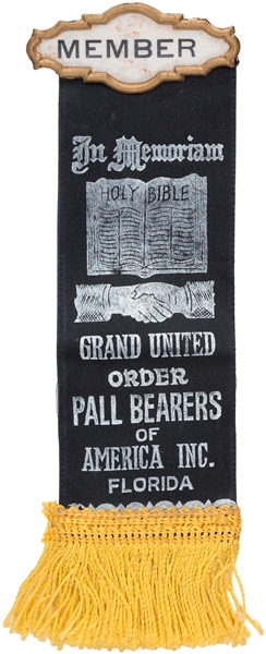 FLORIDA GRAND UNITED ORDER PALL BEARERS OF AMERICA INC. TWO SIDED MEMBER BADGE.