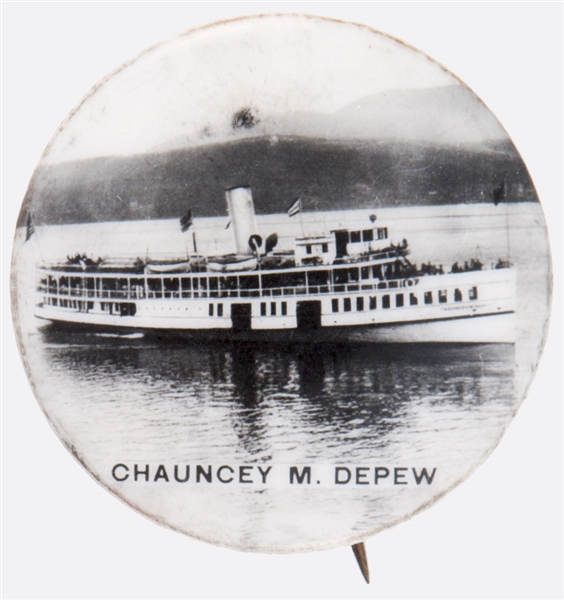 CHAUNCEY M. DEPEW STEAM SHIP REAL PHOTO BUTTON.
