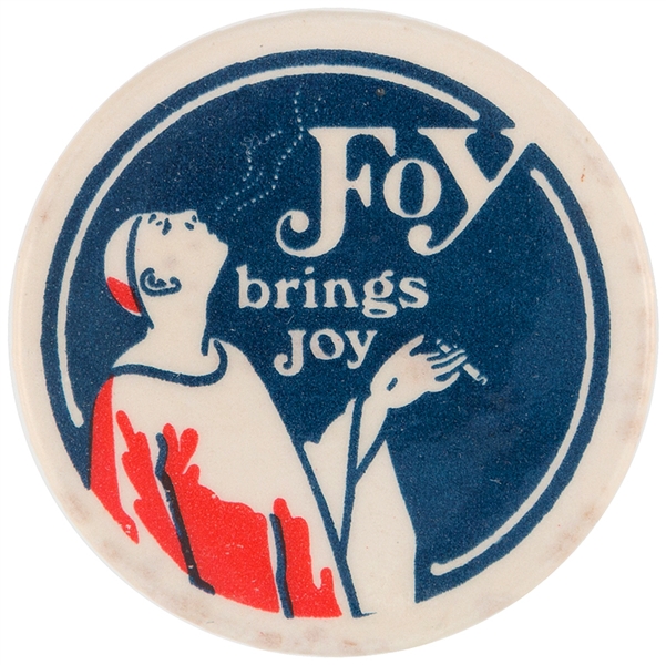FOY BRINGS JOY ROLLING PAPERS EUROPEAN ADVERTISING BUTTON.