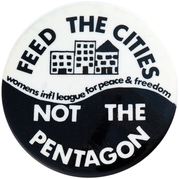 “WOMEN’S INT’L LEAGUE FOR PEACE & FREEDOM” 1977 LEVIN MASTER BUTTON.       